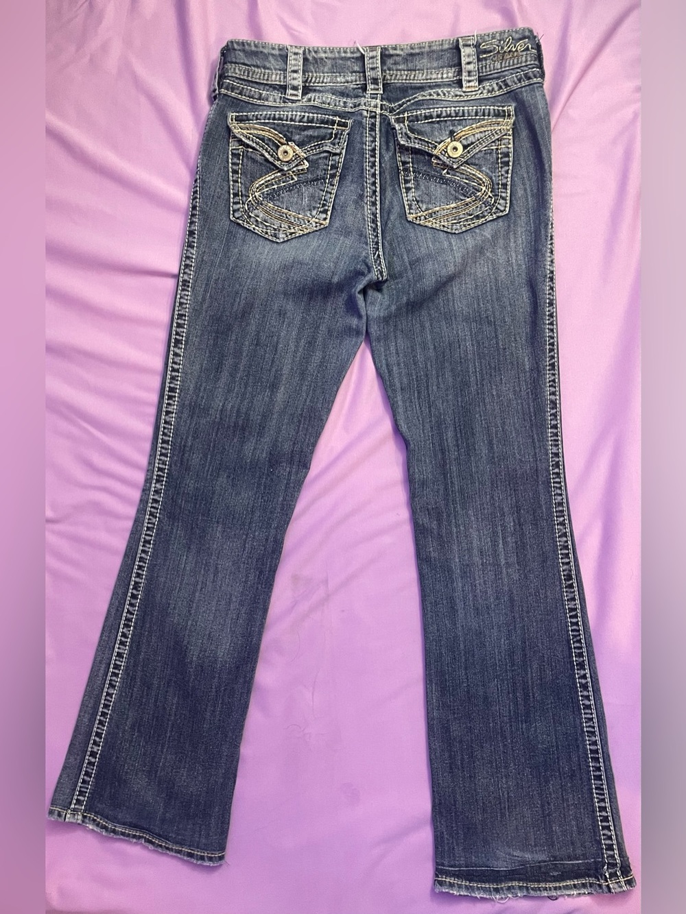 Vintage Bootcut Silver Jeans Y2K western long tall  30/33” 2000’s